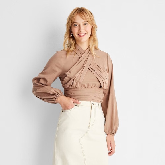 Women's Long Sleeve Mock Neck Cross-Front - Future Collective w/ Reese Blutstein - Picture 1 of 4